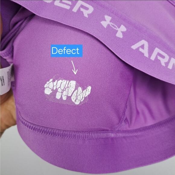 Under Armour Sports Bra XS Purple Criss Cross Back‎ Logo Band Flawed - Picture 5 of 5